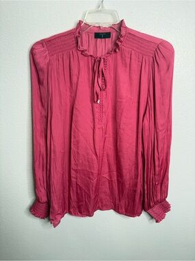 T Tahari Size XL Long Sleeve Pink Blouse